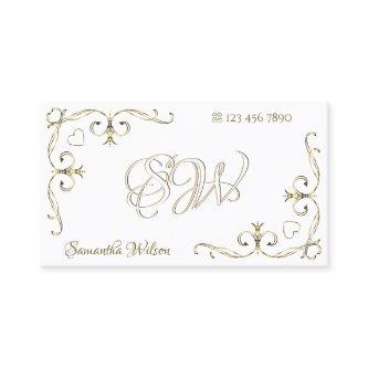 Luxury Gold Ornate Corners Initials on Plain White