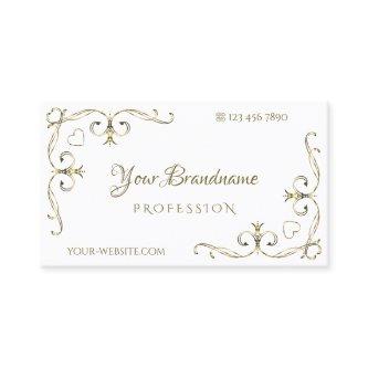 Luxury Gold Ornate Corners on Plain White Elegant