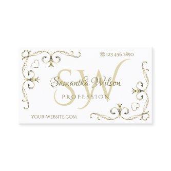 Luxury Gold Ornate Corners on Plain White Initials