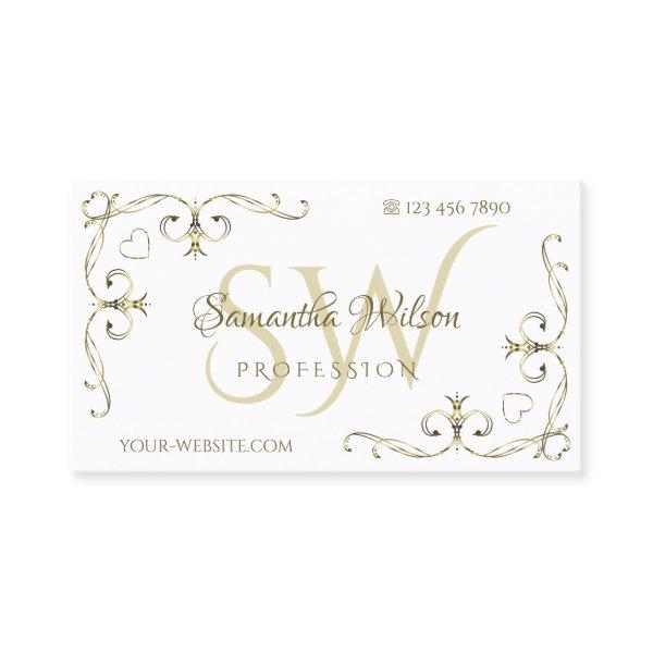 Luxury Gold Ornate Corners on Plain White Initials