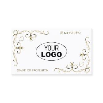 Luxury Gold Ornate Corners Plain White with Logo