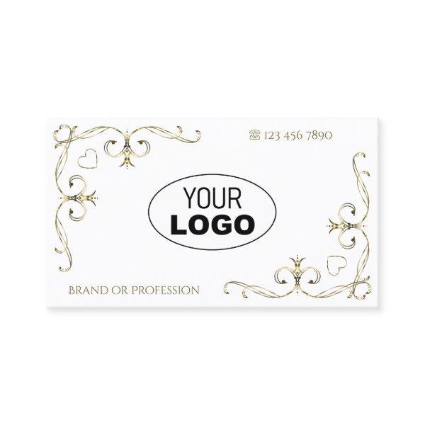 Luxury Gold Ornate Corners Plain White with Logo