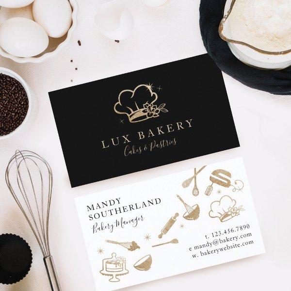 Luxury Gold Sparkle Bakers Chef Hat Bakery