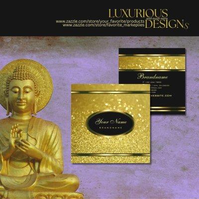 Luxury Gold Sparkling Glitter on Black Striking Square