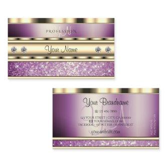 Luxury Gold Sparkling Purple Glitter with Monogram