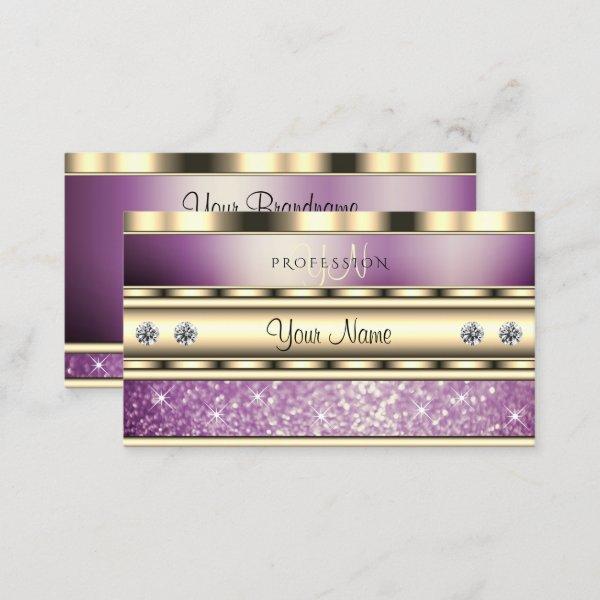 Luxury Gold Sparkling Purple Glitter with Monogram