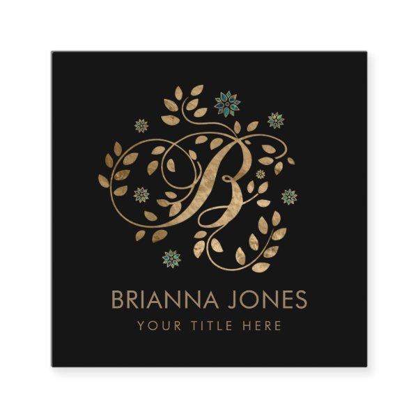 Luxury Golden Calligraphy Monogram with letter B Square