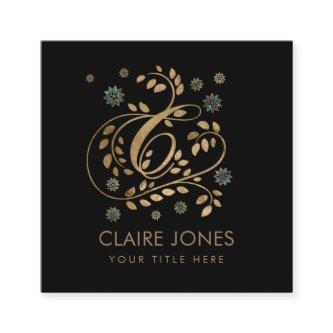 Luxury Golden Calligraphy Monogram with letter C Square