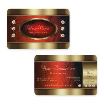 Luxury Golden with Red Marble Pattern and Diamonds