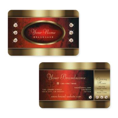 Luxury Golden with Red Marble Pattern and Diamonds