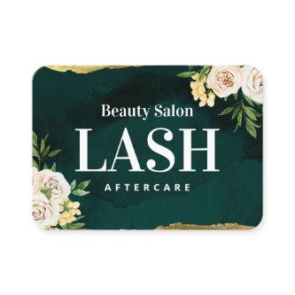 Luxury Green and Gold Lash Aftercare Card