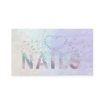 Luxury holographic butterflies nails logo
