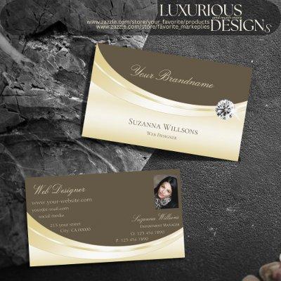 Luxury Light Gold Brown with Photo and Diamond