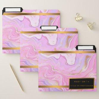 Luxury Marble Glitter Pink Purple Gold File Folder
