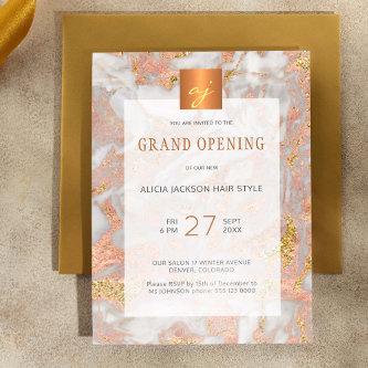 Luxury marble gold beauty salon grand opening invitation