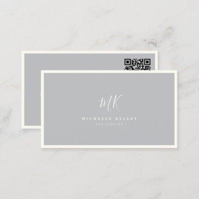 Luxury Minimal Monogram Grey Ivory Chic QR code