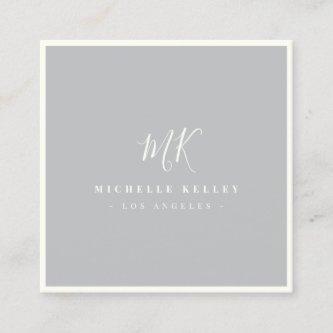 Luxury Minimal Monogram Grey Ivory Classic Chic Square