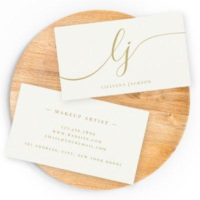 Luxury Minimal Monogram Ivory Gold Simple Elegant