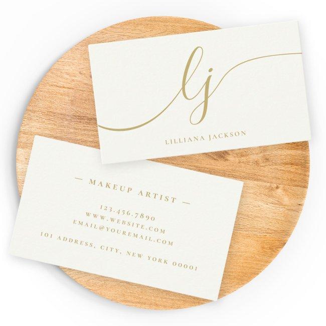 Luxury Minimal Monogram Ivory Gold Simple Elegant