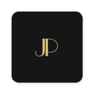 Luxury Modern Elegant Gold Monogrammed Template Square