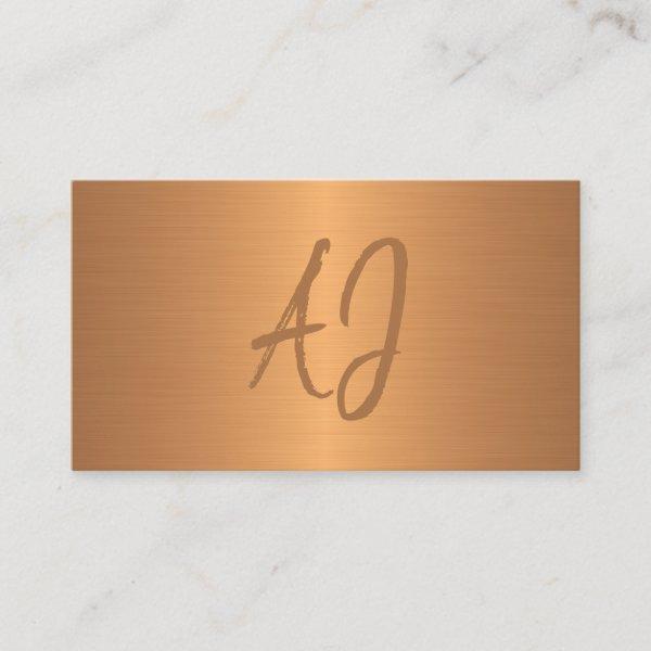 Luxury modern metallic copper gold monogrammed