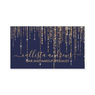 Luxury Navy Blue Gold Glitter Fringe Curtain