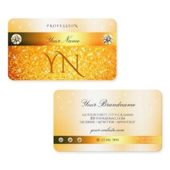 Luxury Orange Glitter Sparkling Stars and Monogram