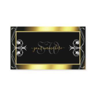 Luxury Ornate Black Gold Sparkle Jewels Monogram