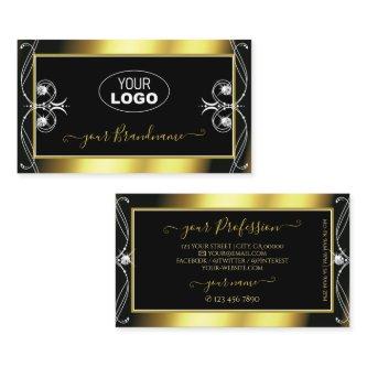 Luxury Ornate Black Gold Sparkle Jewels with Logo