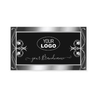 Luxury Ornate Black Silver Sparkle Jewels Add Logo
