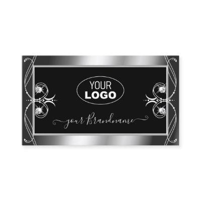 Luxury Ornate Black Silver Sparkle Jewels Add Logo