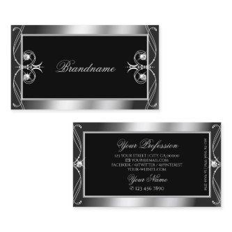 Luxury Ornate Black Silver Sparkle Jewels Stylish
