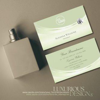 Luxury Pastel Sage Green with Logo and Diamond