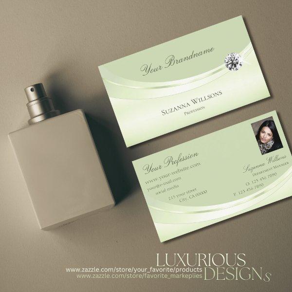 Luxury Pastel Sage Green with Photo and Diamond