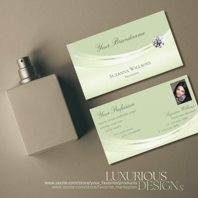 Luxury Pastel Sage Green with Photo and Diamond