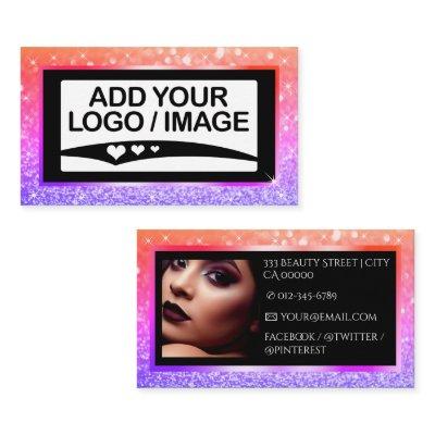 Luxury Peach Pink Sparkle Logo Photo Colorfully