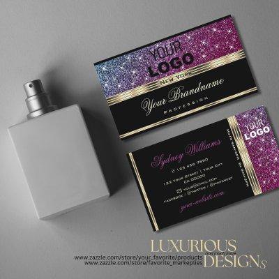 Luxury Pink and Purple Glitter add Logo Gold Black