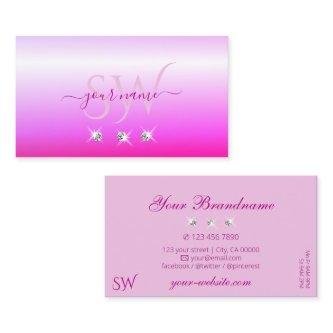 Luxury Pink Ombre Sparkling Diamonds Initials Luxe