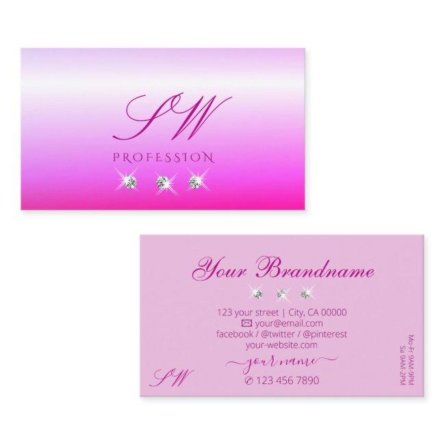 Luxury Pink Ombre Sparkling Diamonds Monogram Luxe