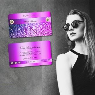 Luxury Pink Purple Glitter Diamonds and Monogram