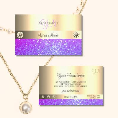 Luxury Pink Purple Glitter Monogram Luminous Gold