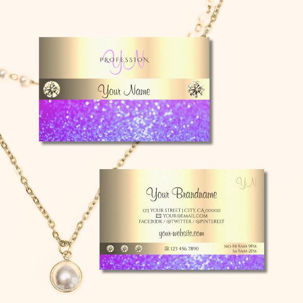 Luxury Pink Purple Glitter Monogram Luminous Gold