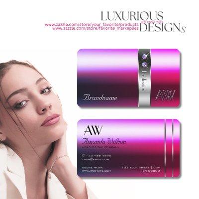 Luxury Pink Purple Gradient Silver Decor Initials