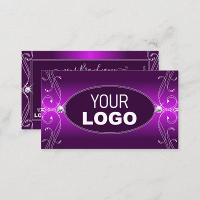 Luxury Purple Ombre Ornate Sparkle Jewels Add Logo