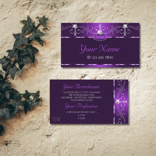 Luxury Purple Squiggles Sparkle Diamonds Monogram