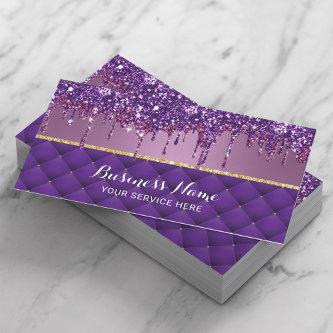 Luxury Purple Tufted Modern Glitter Drips Salon