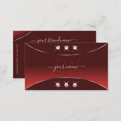 Luxury Red with Silver Decor Diamonds and Monogram