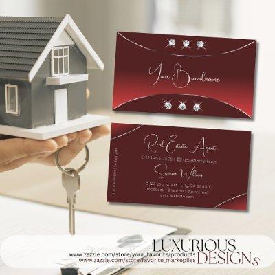 Luxury Red with Silver Decor Sparkling Diamonds
