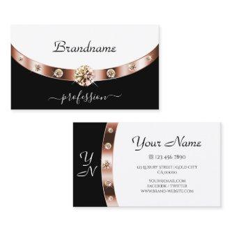 Luxury Rose Gold Black and White with Monogram
