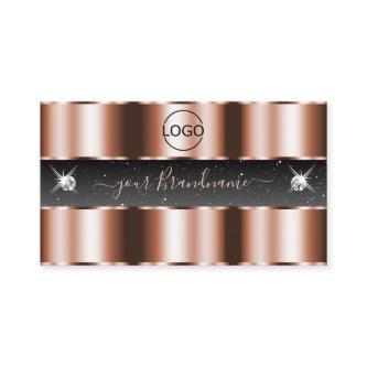 Luxury Rose Gold Black Sparkling Diamonds Add Logo